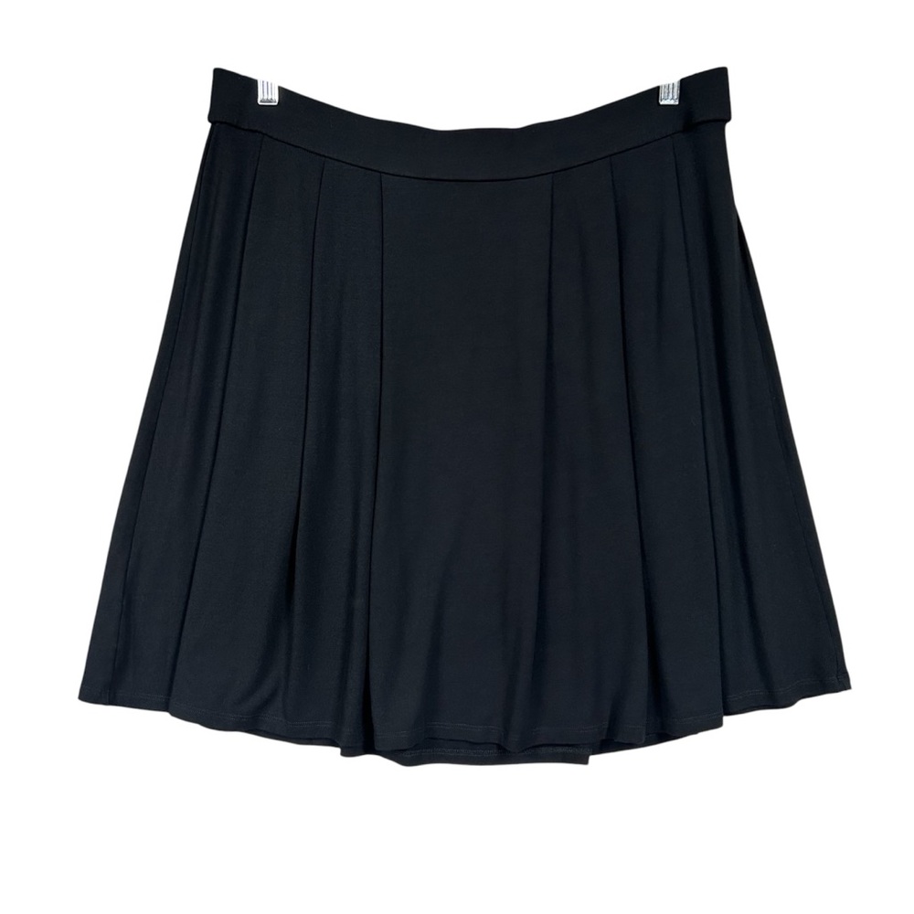 Eileen Fisher Pleated Minimalist Mini Skirt Pockets Sz XL Black